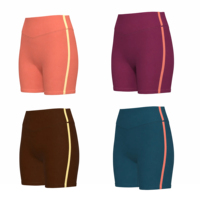 Shorts de cyclisme taille haute pour femme avec logo personnalisé OEM, rayures crème contrastées, shorts de compression athlétiques pour la gym