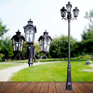 Lámpara de Jardín Exterior de Aluminio con LED Solar de Doble Cabezal, Estilo Romano Antiguo, IP68 Impermeable, Garantía de 10 Años, CRI 95, 3500 Lúmenes, Regulable - Product Image 1
