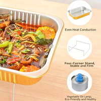 Boîte d'emballage rectangulaire en aluminium de 3500 ml pour poisson grillé doré avec couvercle en PP, compatible avec la cuisson à chaud