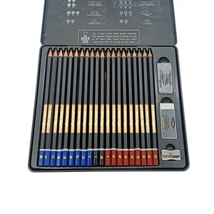 High quality art pencil custom logo sketch pencil set professional artist drawing pencil in metal tin box
