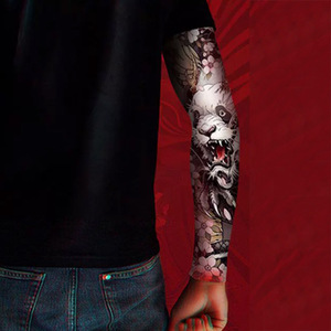 Manchons de bras style tatouage japonais, respirants, en soie glacée, anti-UV, rafraîchissants, pour moto, pêche, course à pied et activités de plein air - Product Image 4