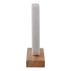 Scultura moderna a forma di ferro di cavallo in marmo su base di legno, elegante statua per decorare casa, bagno, ufficio, soggiorno - Product Image 3