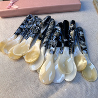 12 cm Langer Löffel mit Acrylgriff und Perlmutt-Verzierung, Kaviar-Löffel, Honig- und Teeschaufel, Servier- und Mischlöffel, Geschäftsgeschenke