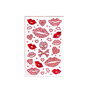 Autocollants décoratifs <span class=keywords><strong>3D</strong></span> en strass pour le visage, dernières nouveautés pour la Saint-Valentin, maquillage atmosphérique, lèvres rouges en forme de cœur, diamants en strass scintillants - Product Image 5
