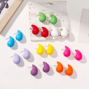 SOJI Fashionable Cute Teardrop Earrings Stainless Steel Pin Acrylic Water Drop Stud Earrings For Women Statement Ear Jewelry