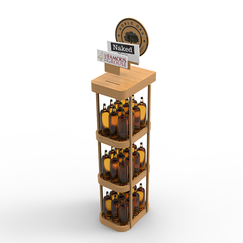 Hot Selling Customizable Three-Layer Wooden Display Rack Shelf Floor Stand for Wine Storage in Stores — view 3