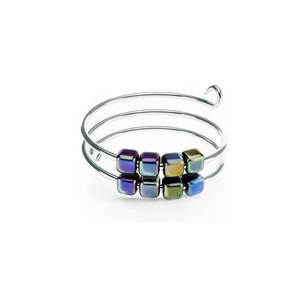 Anillo de desintoxicación corporal de hematita para terapia magnética divertida, anillo giratorio terapéutico linfático de piedra Natural de acero inoxidable ajustable para hombres - Product Image 3