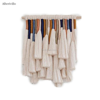 Décoration murale en macramé arc-en-ciel tissé à la main en corde de coton, style bohème moderne nordique, luxe, pour la maison, Noël, provenant d'Inde