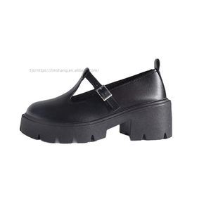Chaussures à plateforme à talon moyen de style britannique pour femmes, nouvelle collection automne, semelle épaisse, grandes tailles, vente en gros - Product Image 5