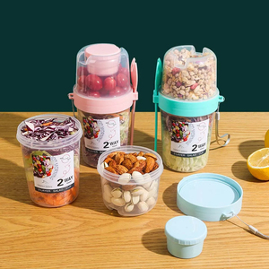BOTu portátil <span class=keywords><strong>desayuno</strong></span> ensalada taza cereal tuerca yogur contenedor reducido vegetal fruta taza tapa cuchara dos capas avena fiambrera - Product Image 4