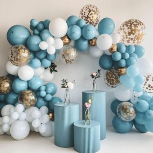 Kit de ballons rétro <span class=keywords><strong>bleu</strong></span> brume métallisé, or et blanc avec confettis pour mariage, baby shower, révélation du sexe, fête d'anniversaire - Product Image 3