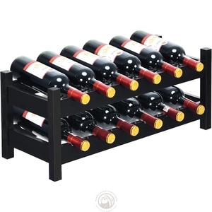High Quality 2-Tier Bamboo Wine Rack Water Bottle Organizer Solid Wood with Modern Design <strong>Adjustable</strong> Home <strong>Furniture</strong> <strong>Low</strong> <strong>Price</strong> - Product Image 1