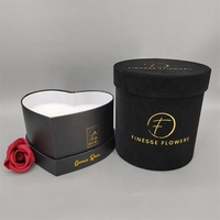 Boîtes rigides noires personnalisées en promotion avec logo personnalisé, revêtement UV, gaufrage à chaud doré, roses, fleurs, cadeaux, boîtes rondes en forme de cœur