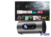Projecteur intelligent Android 14 LED Full HD 720P compatible 4K, portable pour camping, maison, extérieur, cinéma, WiFi 6, 200 ANSI Lumens réels