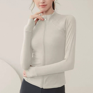 <b>Women</b> Stand Collar Long Sleeve Sports <b>Jacket</b> <b>Zip</b> <b>Up</b> Fitness Outerwear Breathable Quick Dry for Yoga Gym - Product Image 4