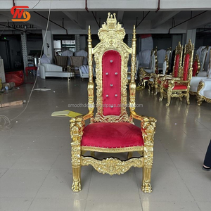 เก้าอี้ราชบัลลังก์สีแดงกรอบสีทองประดับเพชรราชวงศ์หรูหราเรียบหรูสีแดง - Product Image 5