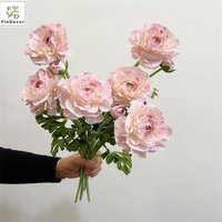 Bunga Ranunculus Sutra Buatan Berkualitas Tinggi 2 Tangkai Warna Pink Putih untuk Dekorasi Pernikahan (Barang Baru)