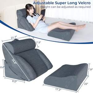 4pcs Set Bantal Orthopedi Bentuk Wedge Rajutan Busa Memori untuk Pasca Operasi, Pereda Nyeri Leher, Punggung, Kaki, Asam Refluks GERD, dan untuk Membaca di Tempat Tidur - Product Image 5