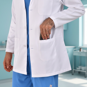 Bata de Laboratorio Reutilizable Blanca para Hombre, Uniforme de Hospital de Algodón y Poliéster Tejido con Logotipo Personalizado para Uso en Verano e Invierno - Product Image 5
