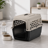 Cage de transport pour chien et chat en plastique avec porte en fil métallique, design aéré, fermeture à loquet durable, poignée supérieure, forme rectangulaire