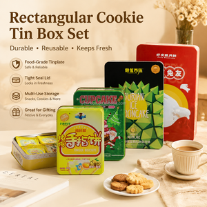 <span class=keywords><strong>JYB</strong></span> - Caja de Metal Rectangular para Galletas, Chocolate y Dulces, Impresa en Offset, de Calidad Alimentaria, Ideal para Regalos - Product Image 1