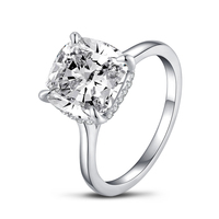 Bijoux de fiançailles 10mm 5 carats 5CT CZ Cubic Zircon 925 Sterling Silver Wedding Classic Solitaire Ring For Women