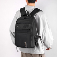 Sac à dos de voyage unisexe en jean avec bretelles à coussin d'air, couleur unie, doublure en polyester, grande capacité, sacoche pour ordinateur portable pour affaires et loisirs 37