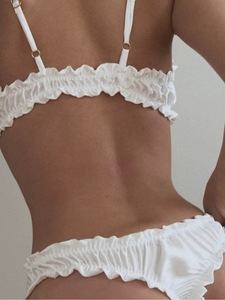 Ensemble de lingerie de soutien-gorge <span class=keywords><strong>sexy</strong></span> pour femmes de style minimaliste <span class=keywords><strong>russe</strong></span> d'été avec artisanat plissé, ensemble de lingerie érotique en deux pièces - Product Image 4