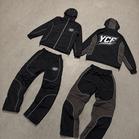 Fabricant de vêtements sur mesure OEM ODM : Survêtement technique en nylon pour homme avec bandes réfléchissantes, veste coupe-vent et pantalon large