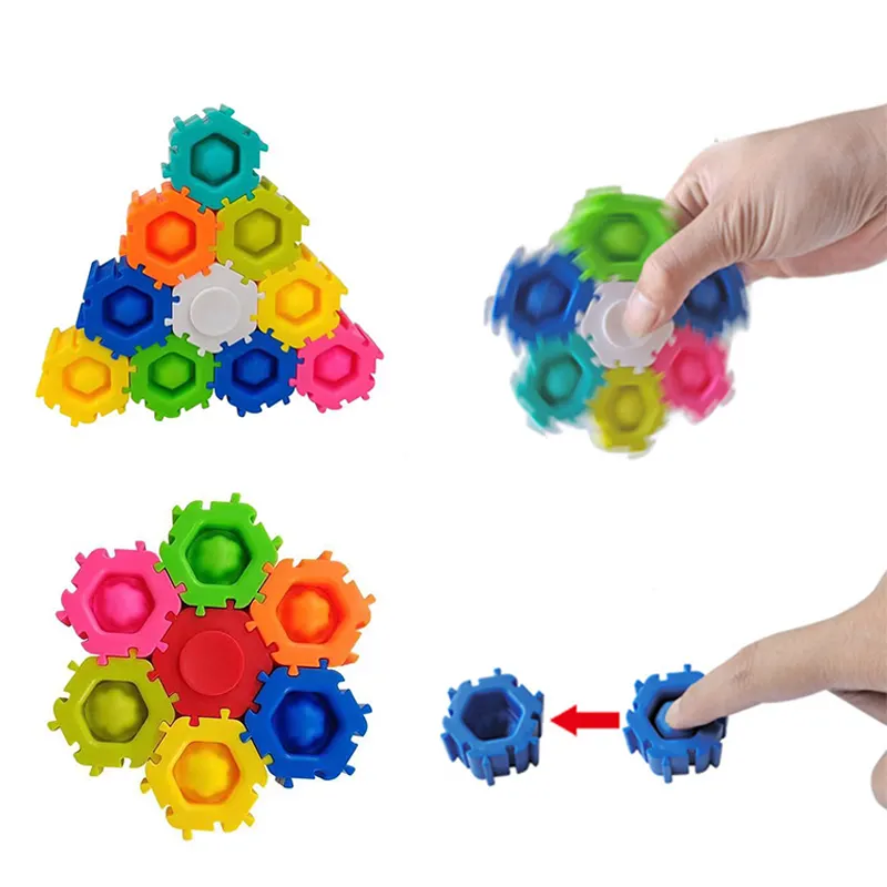 Infinite Splicing Combined Simple Puzzle Building Blocks Spinning Top Fingertip Education Gyroscope Spinner Fidget Toys