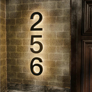 Letreros de Números de Casa LED Personalizados, Verticales y Horizontales, Iluminados, de Acero Inoxidable, Resistentes al Agua, Ecológicos, para Oficina y Exteriores - Product Image 1