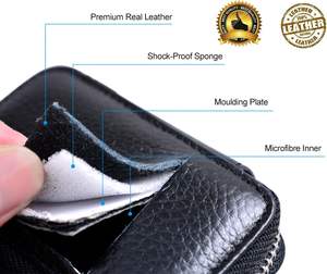 Funda de cuero genuino <span class=keywords><strong>OEM</strong></span> para llave de coche, delgada, con gancho metálico y llavero, bolsa con cremallera para mando a distancia - Product Image 3