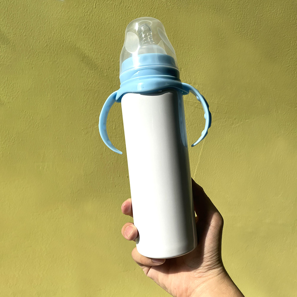 Hot Sell BPA Free 350 ml Baby milch flasche Trinkbecher Wasser flasche Vakuum Thermischer Edelstahl mit PP-Deckel Silikons troh