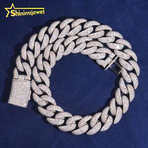 Cadena de 23 mm de gran tamaño, de plata de ley 925 maciza, joyería hip hop para hombre, collar con incrustaciones de moissanita, cadena cubana. - Product Image 3
