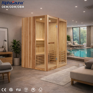 Salle de hammam intérieure pour deux personnes, sauna intérieur avec luminothérapie rouge, sauna en bois de cèdre japonais massif, petite taille - Product Image 1