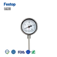 Thermomètre industriel bimétallique WSS-401 en acier inoxydable et plastique, sonde 0-150°C, 300mm, OEM, pour chaudière, tuyau, four, température