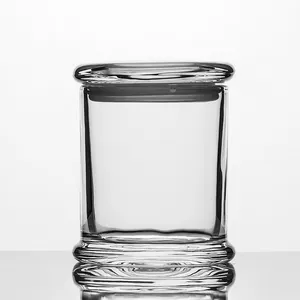 Vaso portacandele in vetro trasparente all'ingrosso con coperchio piatto
