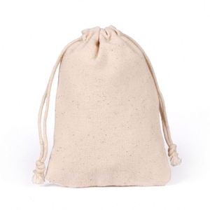 Sacs en coton écologiques beige avec cordon de serrage, 10*12 cm, avec corde en jute, petit sac cadeau anti-poussière - Product Image 4