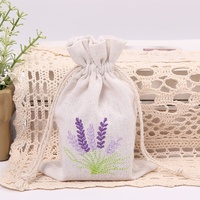 Sac en toile de jute brodé avec cordon de serrage, couleur lavande, pour rangement de bijoux et emballage d'articles, vente en gros transfrontalière Yiwu