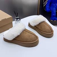 Sepatu Desainer Grosir 2026, Fashion Musim Dingin, Boots Salju Platform Bulu Lucu, Sandal Kulit Asli Bagian Atas Pergelangan Kaki