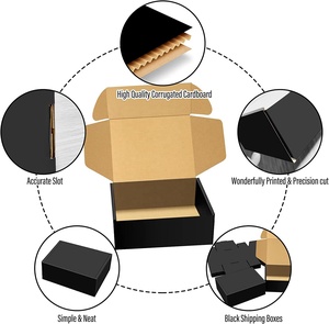 Scatole di cartone per imballaggio di buste ondulate di <span class=keywords><strong>dimensioni</strong></span> perfette scatole di <span class=keywords><strong>scarpe</strong></span> di spedizione nere di alta qualità leggere 8x6x3 pollici - Product Image 3