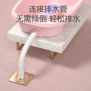 Bassin de lavage de cheveux plat pour usage domestique, en plastique, blanc nacré, rose cristal, lilas, violet, pour personnes âgées, femmes enceintes, post-partum, et pour le repos au lit - Product Image 4