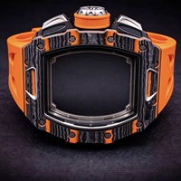 Jam tangan kronograf otomatis 1103 kualitas tinggi dengan dial skeleton tanggal besar, casing serat karbon, jam tangan hadiah olahraga pria modis.