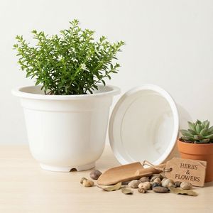 Maceta Grande y Resistente de Plástico Blanco, Material PP, Diseño de Borde Ancho con Orificio de Drenaje para Decoración de Plantas en Exteriores, Tamaño 600 - Product Image 3