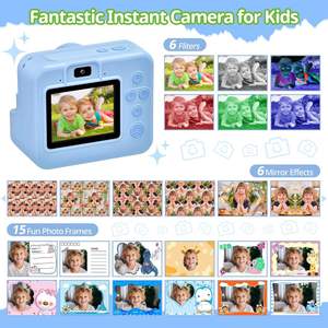 Appareil photo instantané portable pour enfants, double objectif, avec impression sur papier, carte MicroSD 32 Go, écran 2,4 pouces, zoom 21x-40x, vidéo 1080P - Product Image 3