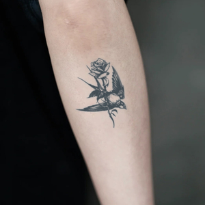 Tatuaje temporal de pájaro y flor, tatuaje semipermanente creativo, resistente al agua, dura 2 semanas, tatuaje de hierbas para brazo - Product Image 3