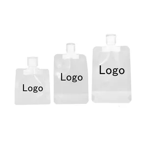 カスタム印刷詰め替え可能なスクイズバッグローションシャンプーリークプルーフ耐久性のあるトラベルスタンディングスパウトポーチパッケージホワイト