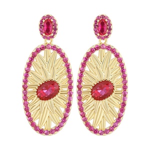 Wholesale Eco-friendly Copper 5*7mm Red Zircon Designer Vintage Necklace Earrings <b>Ring</b> Set Bridal Jewelry Set for Wedding - Product Image 1