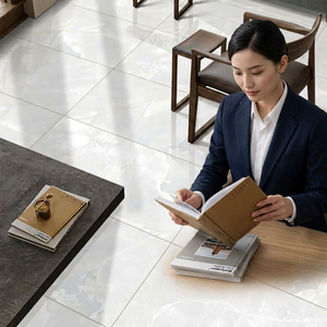 Carreaux de porcelaine émaillée gris océan métallisé 600x1200mm, résistants à l'usure, finition brillante pour sols de hall d'hôtel - Product Image 6