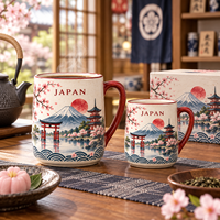 Mug en céramique souvenir du Japon avec motif du mont Fuji et des fleurs de cerisier, tasse à boisson en céramique représentant des monuments japonais, vente en gros